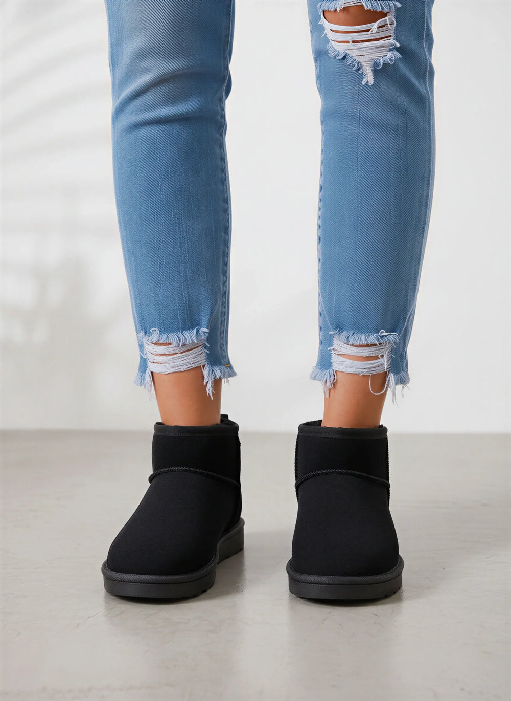 Women's Cozy Suede Shearling Ankle Boots with Flat Platform