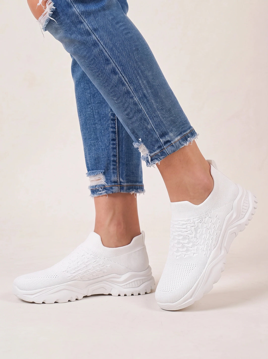 Women's Casual Knit Slip-On Chunky Platform Sneakers