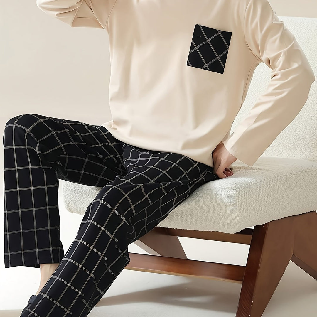 Men's Casual Cotton Relaxed Lounge Two-Piece Set