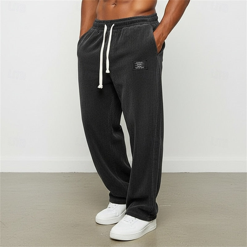 Men's Casual Cotton Relaxed Straight-Leg Pants