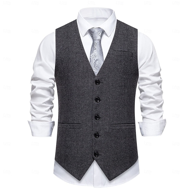 Men's Tailored Wool Single-Breasted Waistcoat