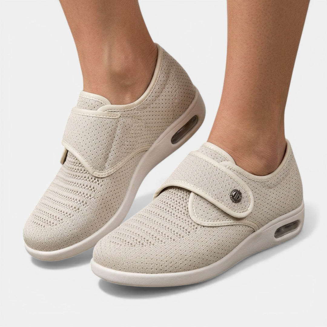 Women's Casual Orthopedic Leather Sneakers with Velcro Strap