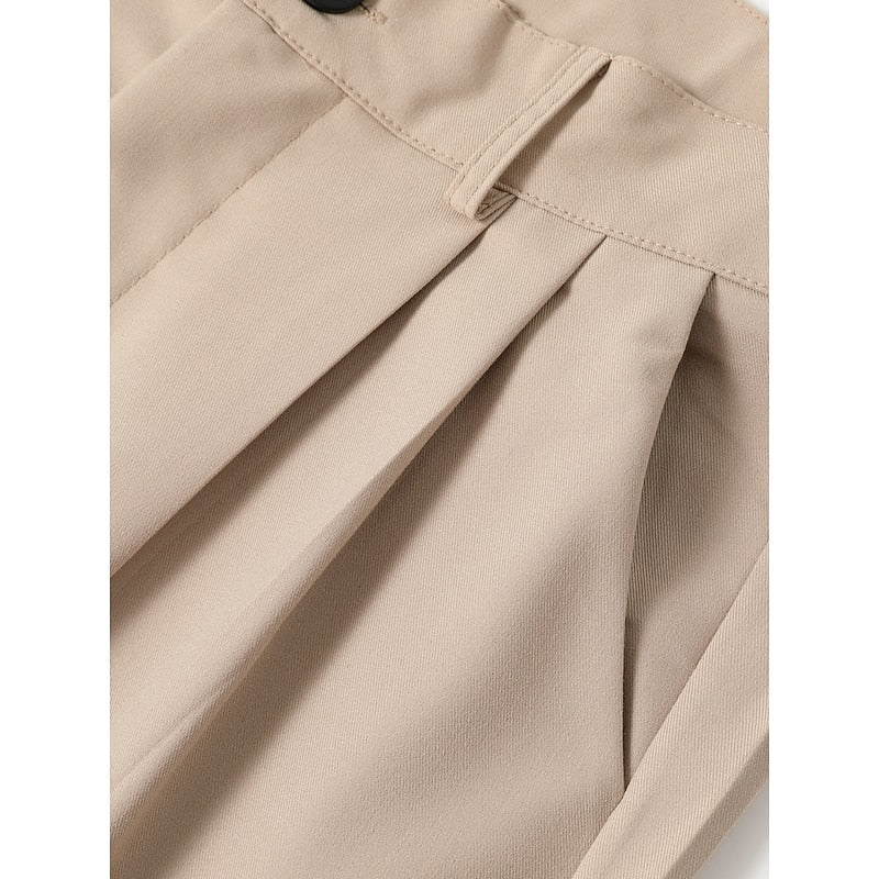 Men's Classic Tailored Straight-Leg Wool Trousers