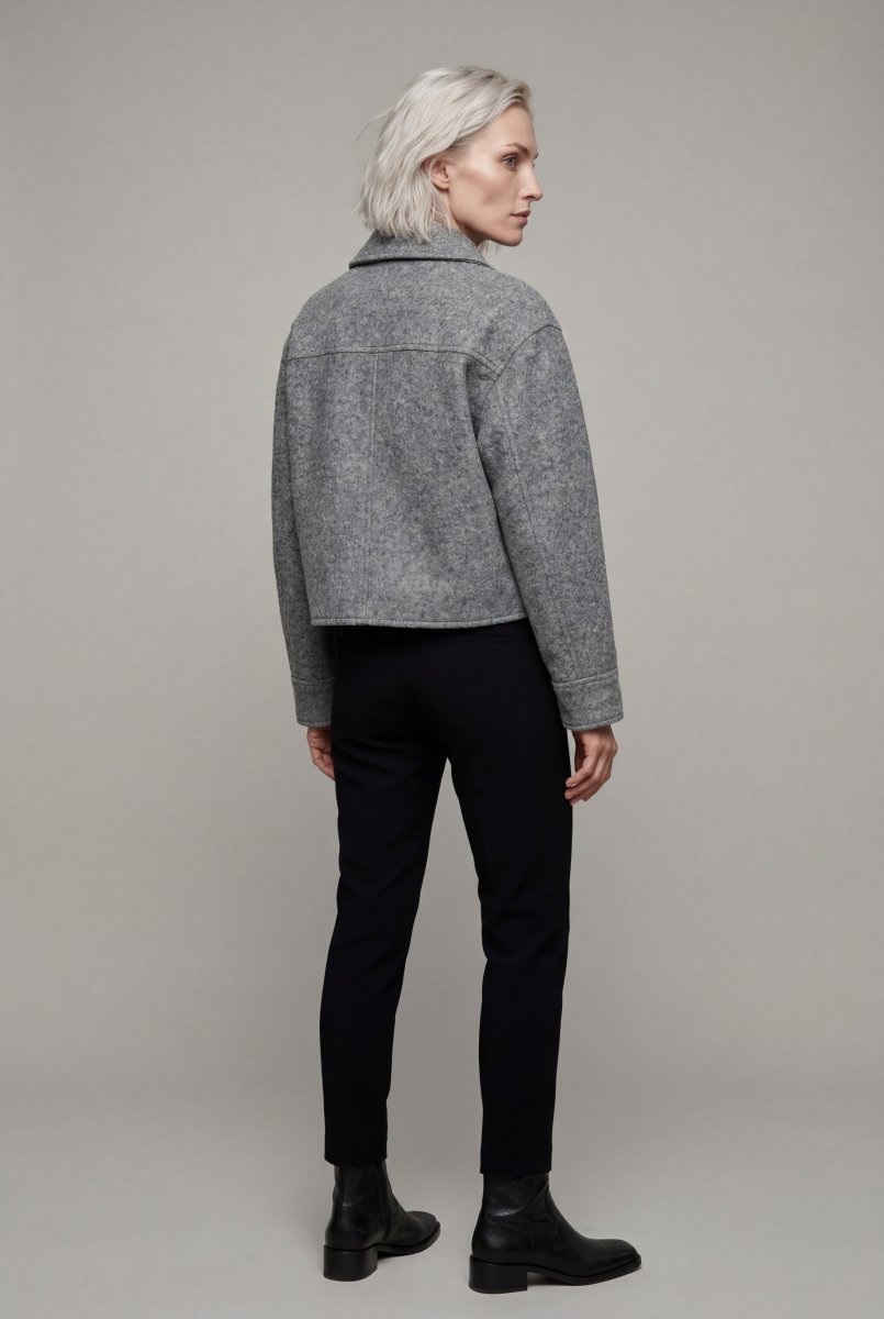 Women's Casual Boxy Cropped Zip Jacket