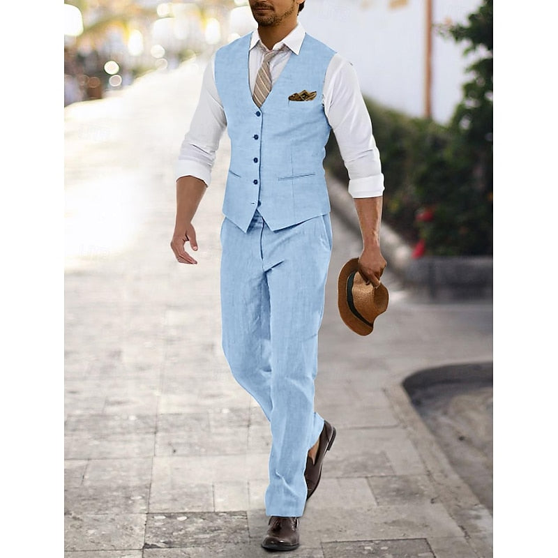 Men's Tailored Lightweight Summer Two-Piece Set