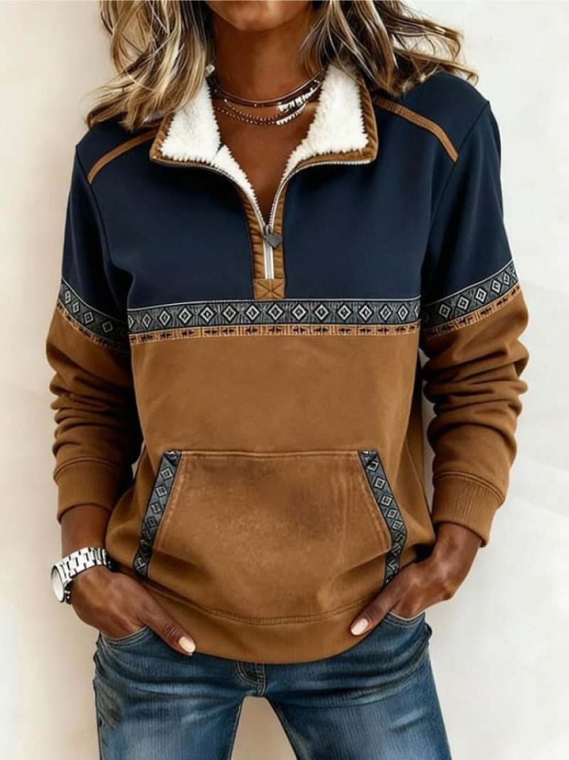 Women's Casual Sherpa Fleece Half-Zip Pullover