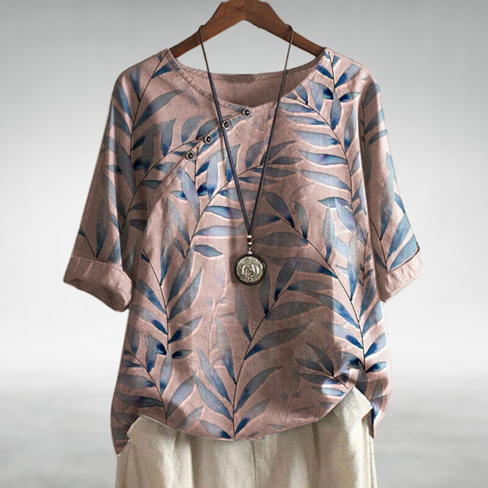 Women's Casual Printed Asymmetric Button Blouse