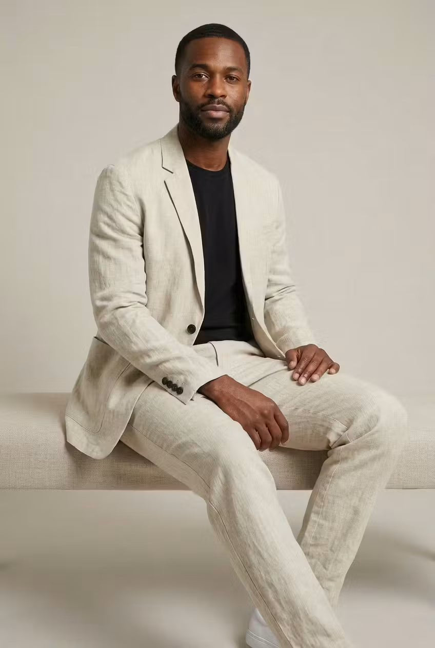 Men's Casual Linen Relaxed Fit Suit