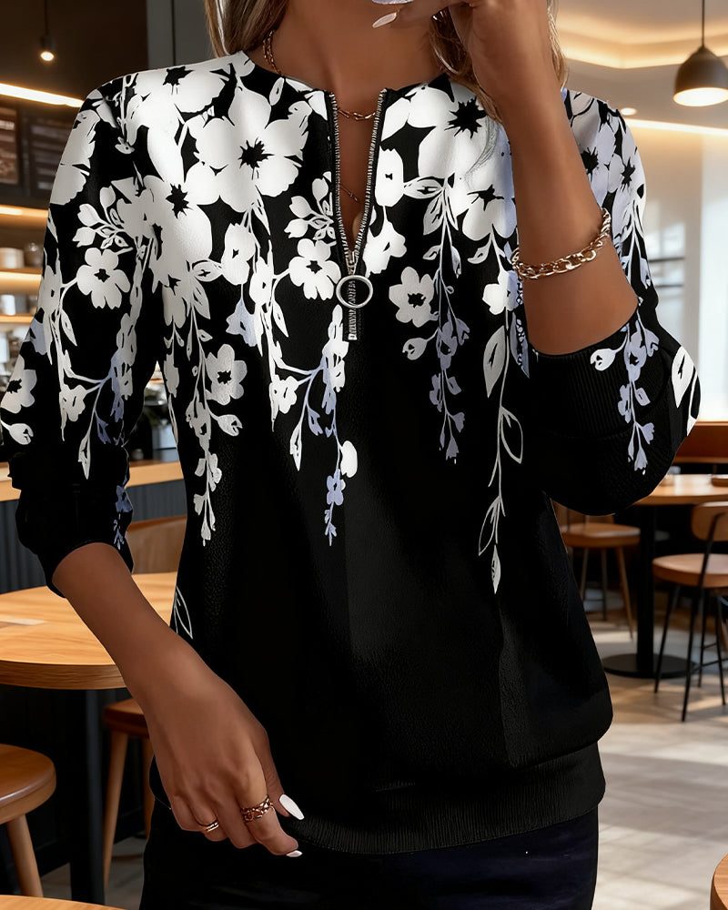 Women's Casual Cotton Blend Half-Zip Sweatshirt