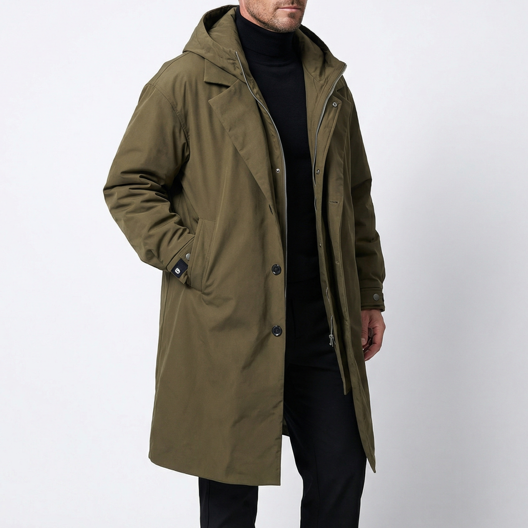 Men's Casual Longline Hooded Winter Parka Coat
