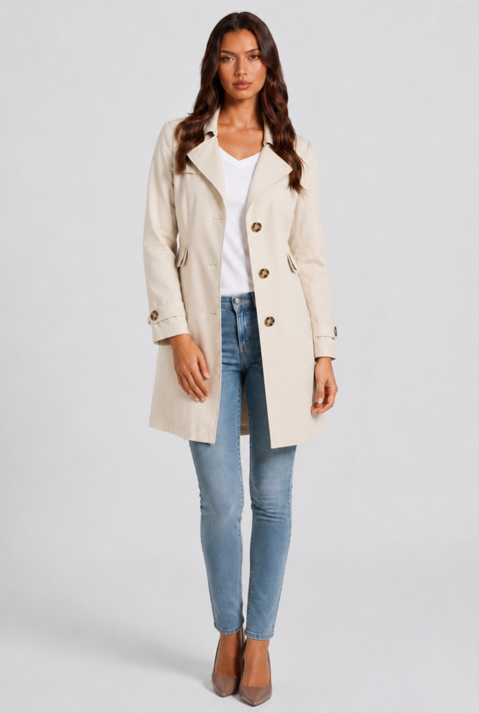 Women's Classic Cotton Buttoned Trench Coat