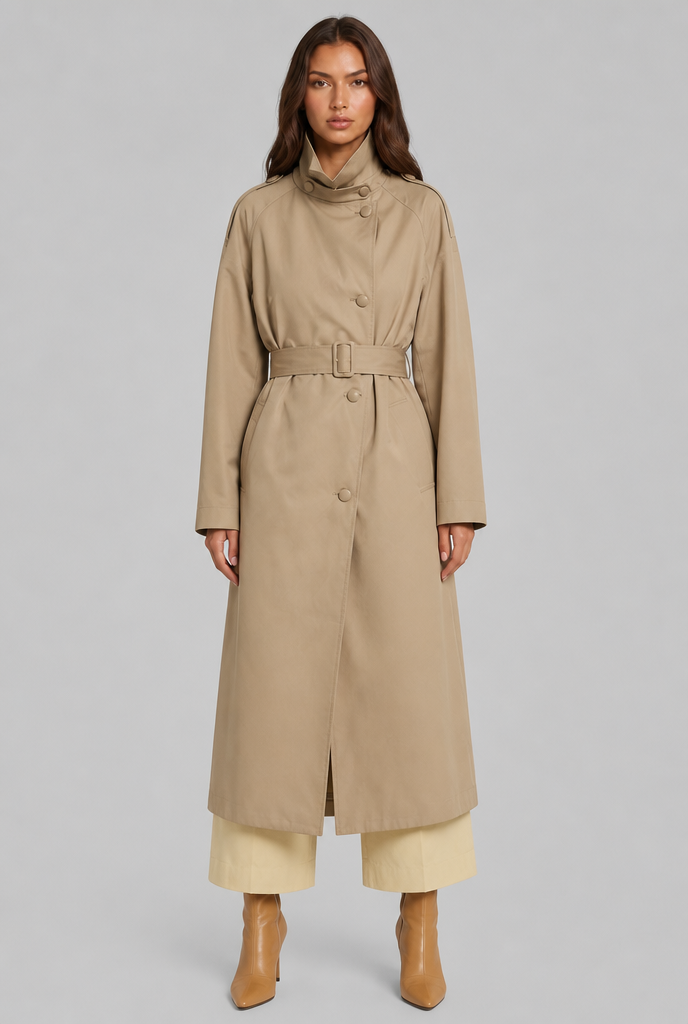 Women's Classic Longline Belted Trench Coat