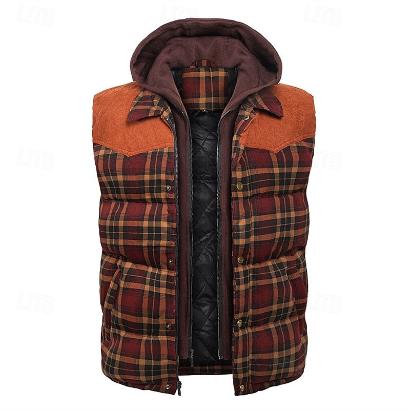 Men's Casual Quilted Hooded Gilet