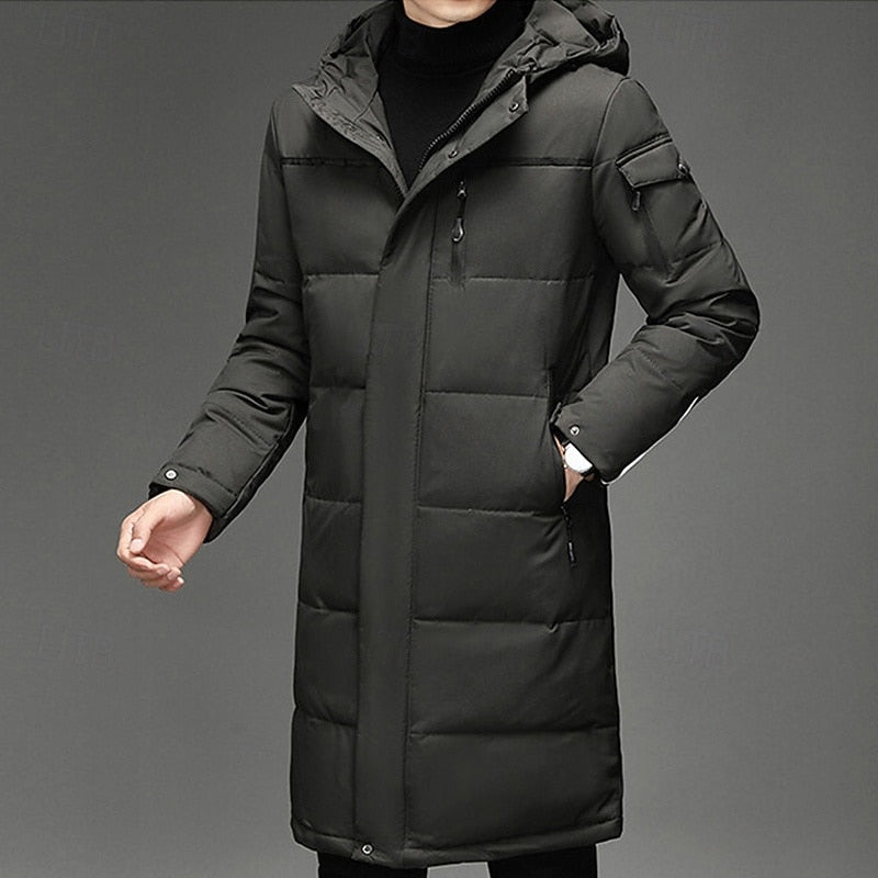 Men's Classic Hooded Wool Blend Long Winter Coat