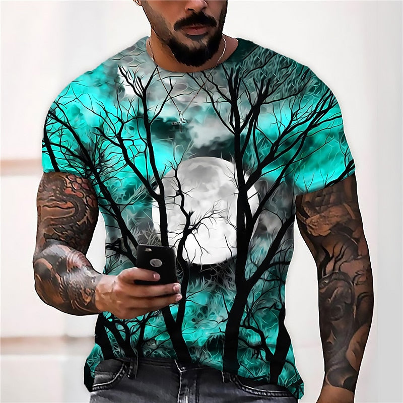 Men's Casual Cotton Crew Neck Graphic T-Shirt