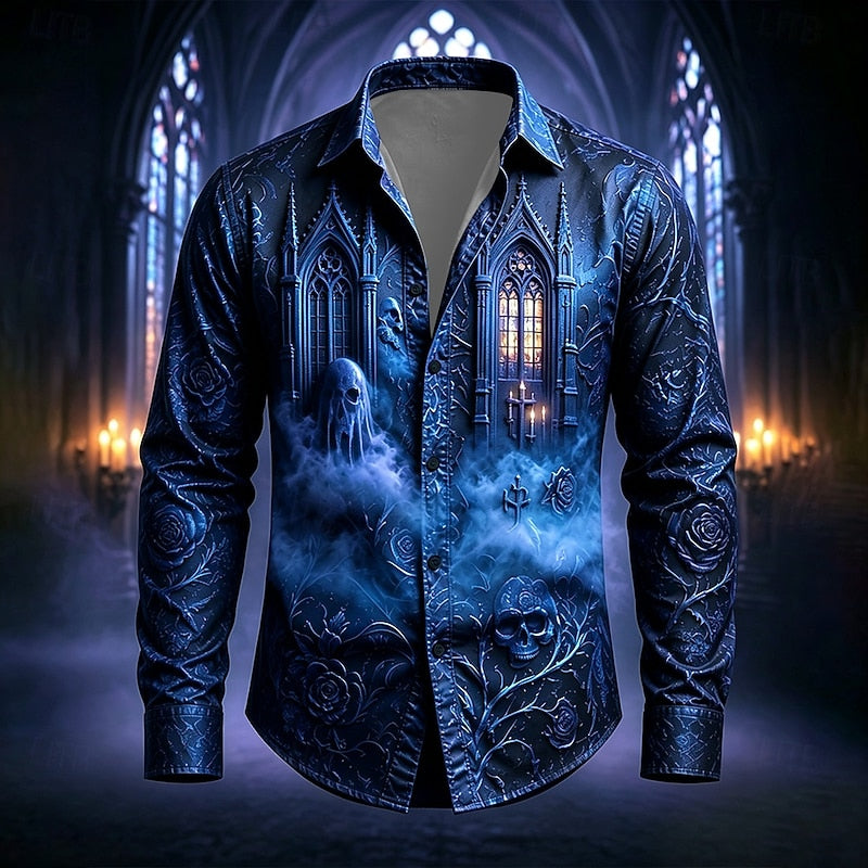 Men's Gothic Cotton Long Sleeve Statement Shirt