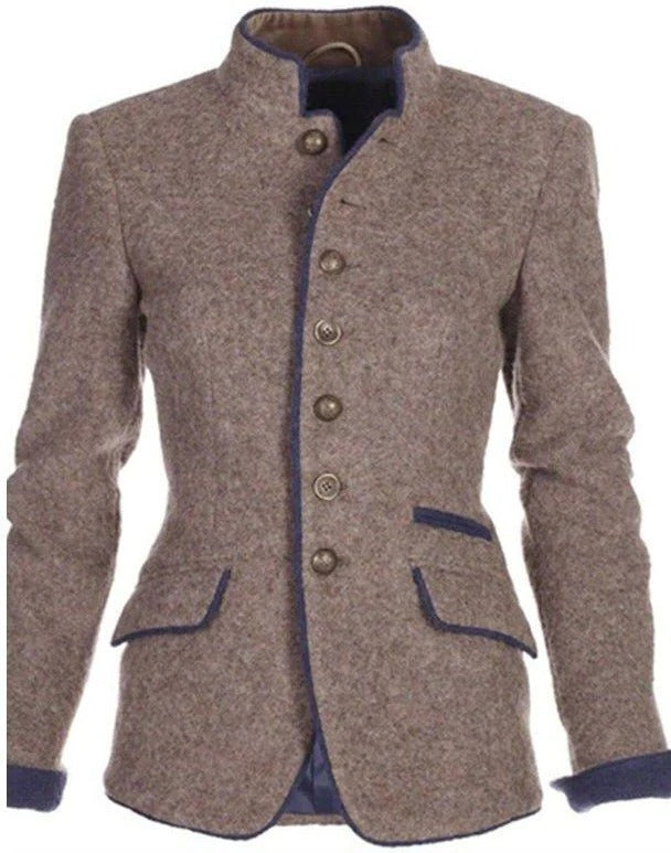 Men's Classic Wool Blend Stand-Collar Blazer