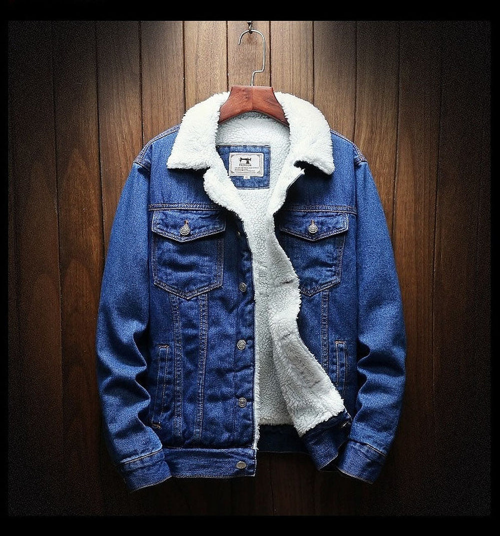 Men's Casual Denim Jacket with Teddy Lining