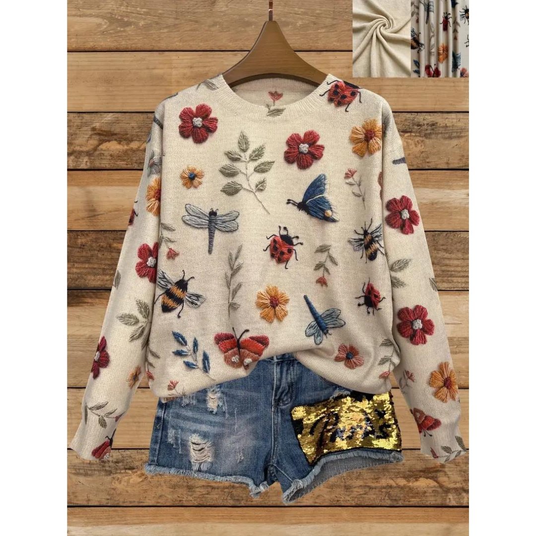 Women's Casual Floral Print Long Sleeve Top