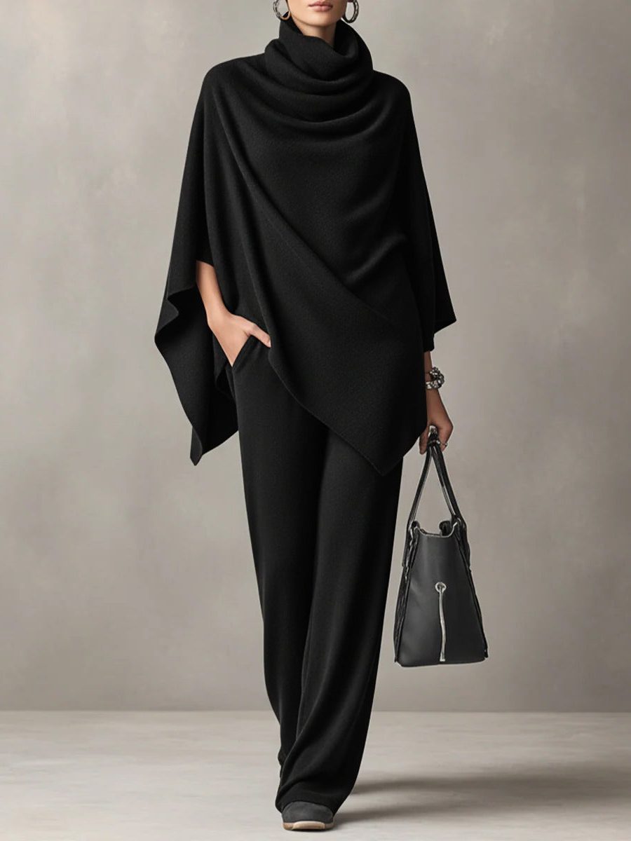 Women's Elegant Draped Cowl Neck Two-Piece Set