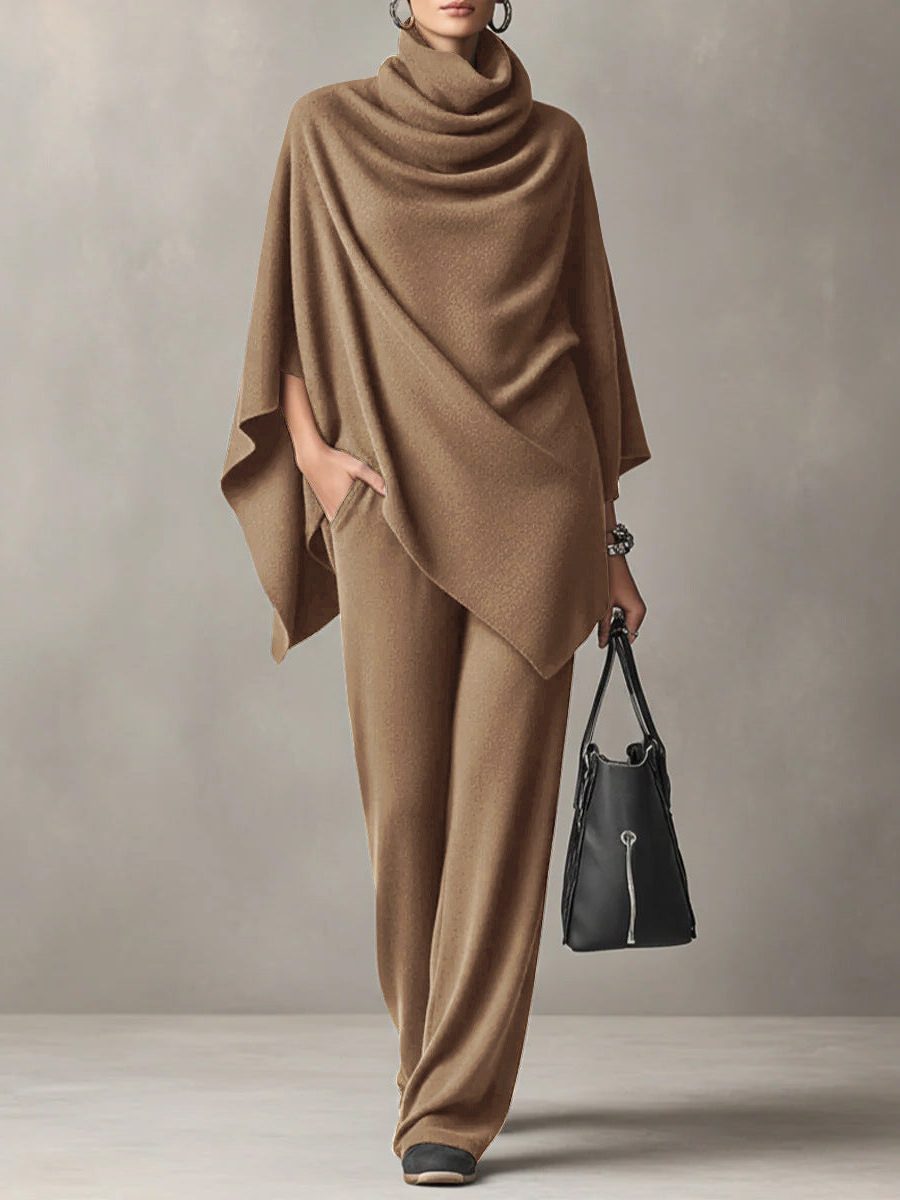 Women's Elegant Draped Cowl Neck Two-Piece Set