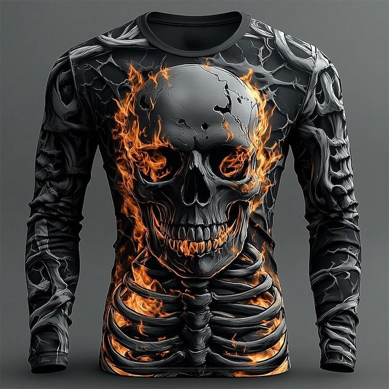 Men's Casual Cotton Long Sleeve Graphic Shirt