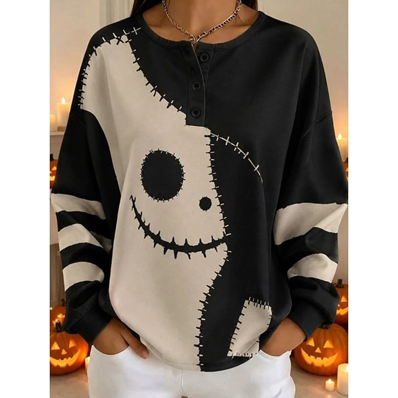 Women's Casual Cotton Crew-Neck Graphic Sweatshirt