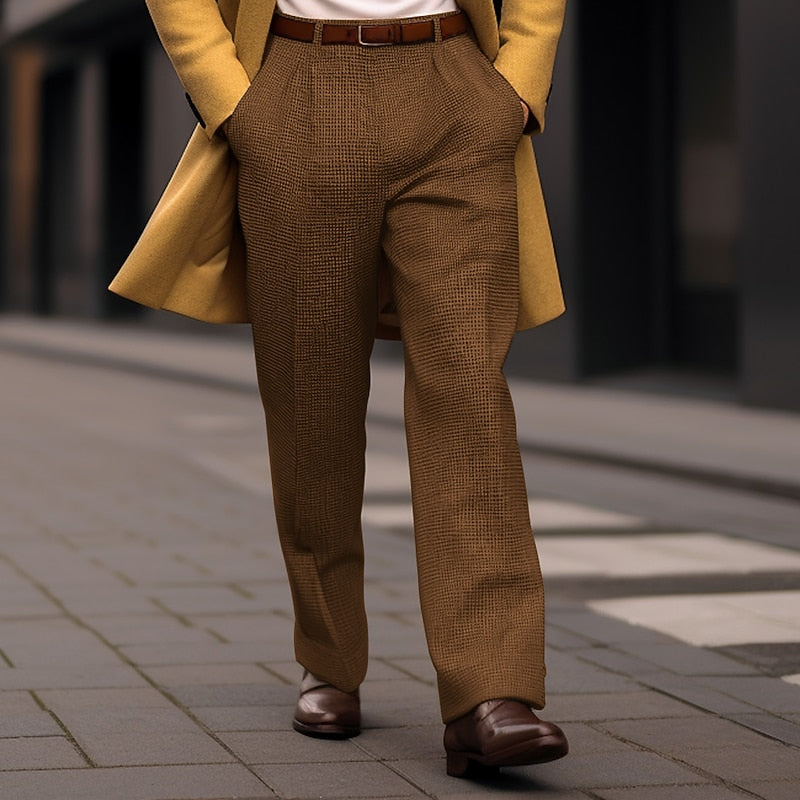Men's Tailored Straight-Leg Wool Blend Trousers