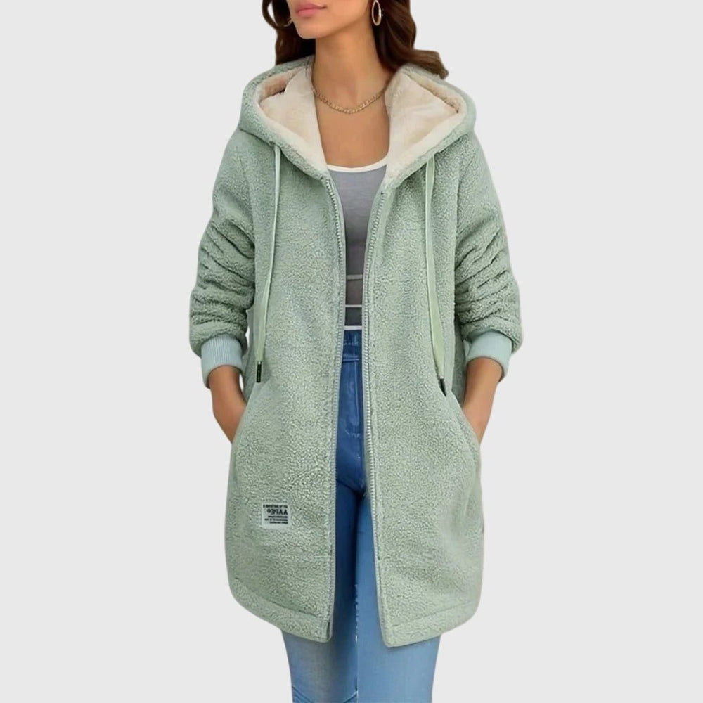 Women's Casual Hooded Fleece Jacket with Sherpa Lining
