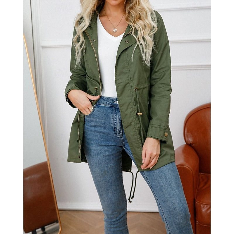 Women's Casual Hooded Long Utility Coat