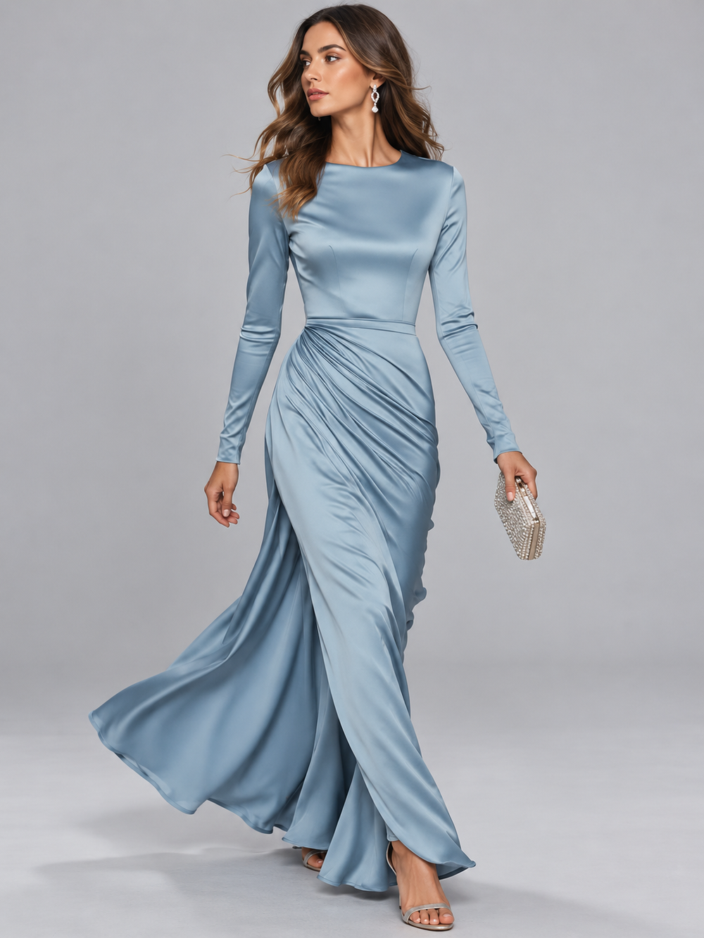 Women's Elegant Draped Wrap Maxi Dress