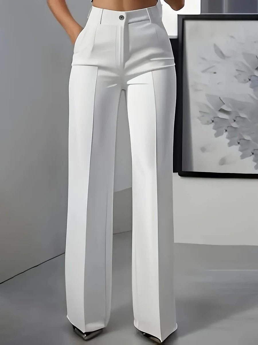 Women's Classic High Waist Wide Leg Cotton Pants