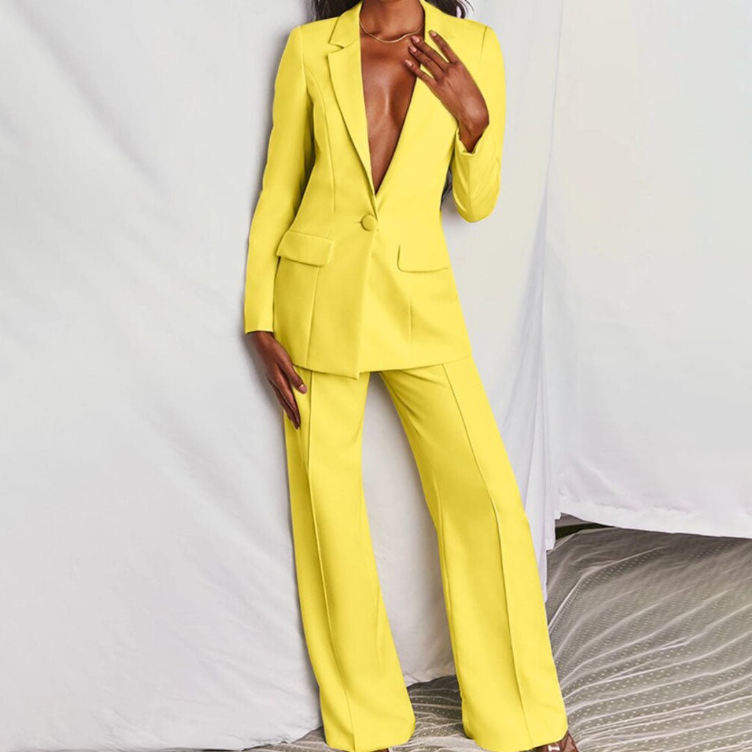 Women's Chic Wide Leg Blazer and Trousers Set