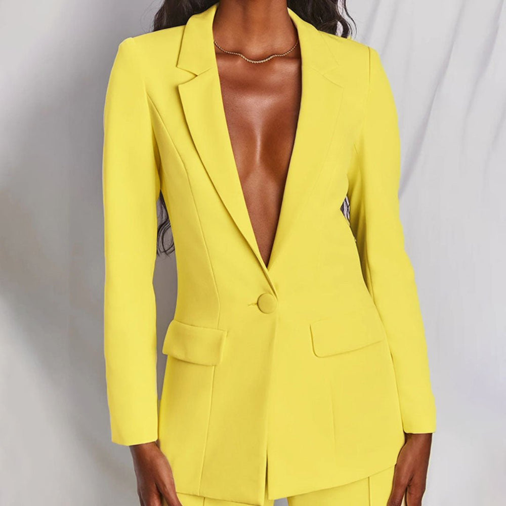 Women's Chic Wide Leg Blazer and Trousers Set
