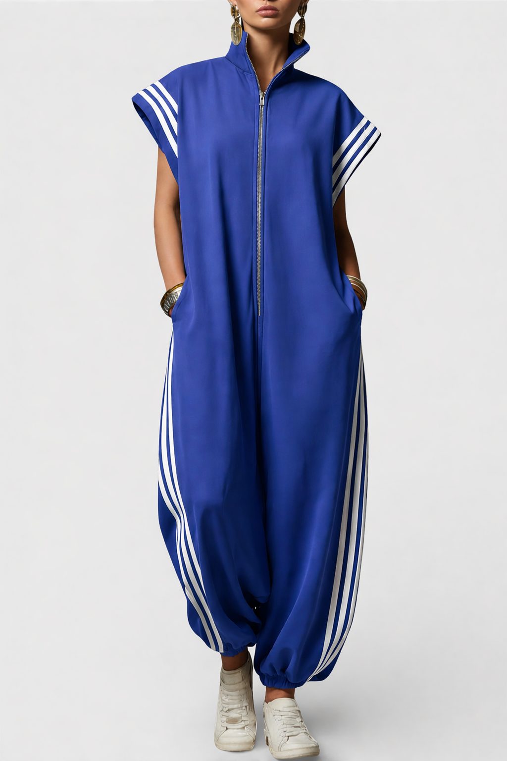 Women's Stylish Sleeveless Zip Neck Jumpsuit
