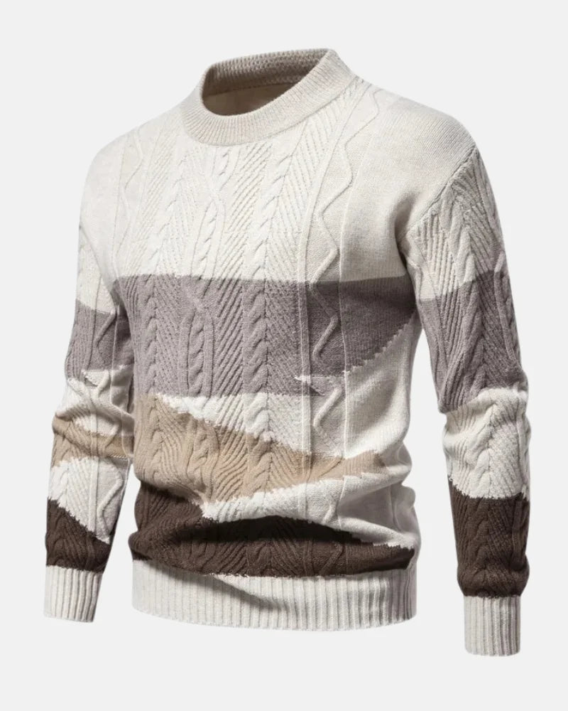 Men's Casual Cable Knit Colourblock Sweater