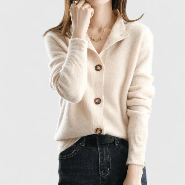 Women's Classic Cotton Collared Button Front Cardigan