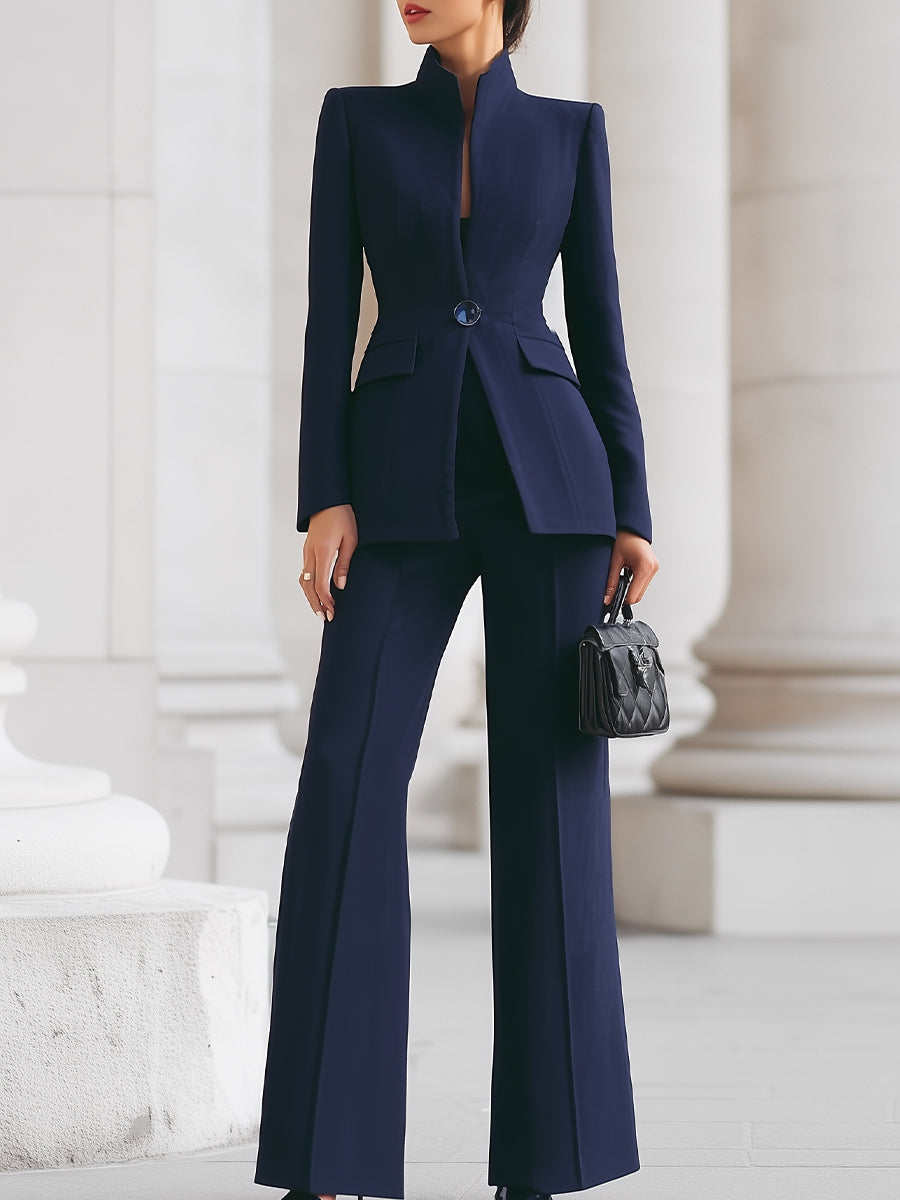 Women's Classic Long Sleeve Blazer and Pants Set