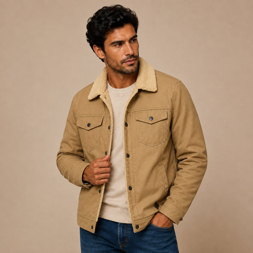 Men's Casual Fleece Lined Utility Jacket