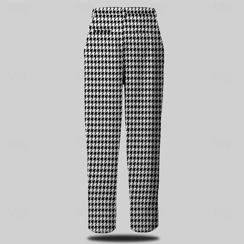 Men's Classic Wool Blend Tailored Houndstooth Pants
