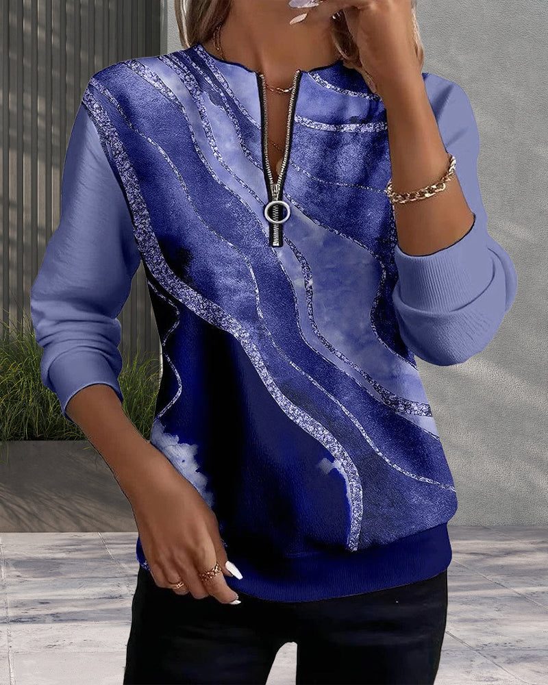 Women's Vintage Sequin Stripe Half-Zip Sweatshirt