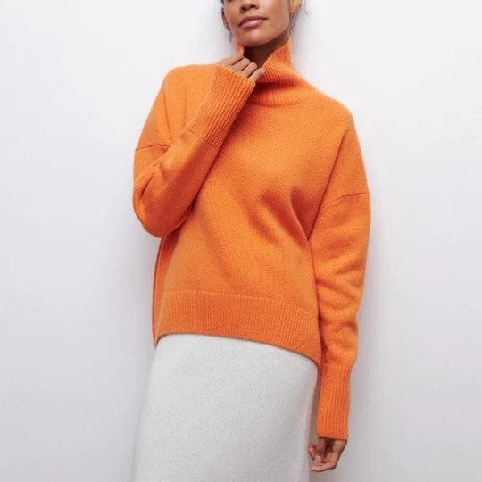 Women's Casual Cable Knit Oversized Turtleneck Sweater