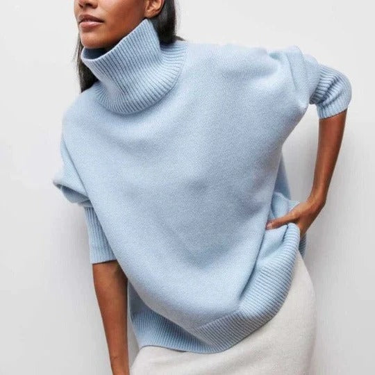 Women's Casual Cable Knit Oversized Turtleneck Sweater