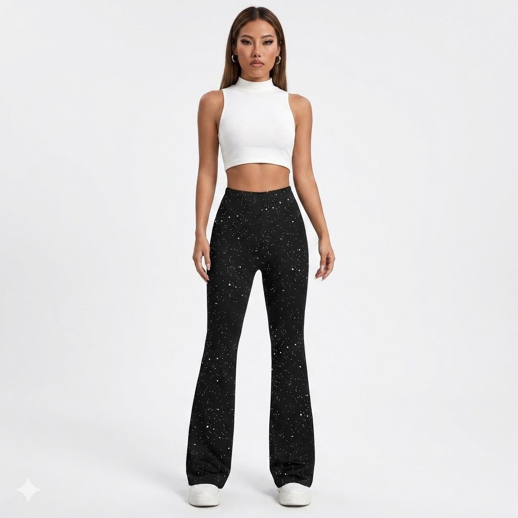 Women's Stylish Glitter Pearl Flared Pants