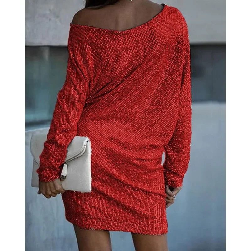 Women's Elegant Sequin Off-Shoulder Mini Dress