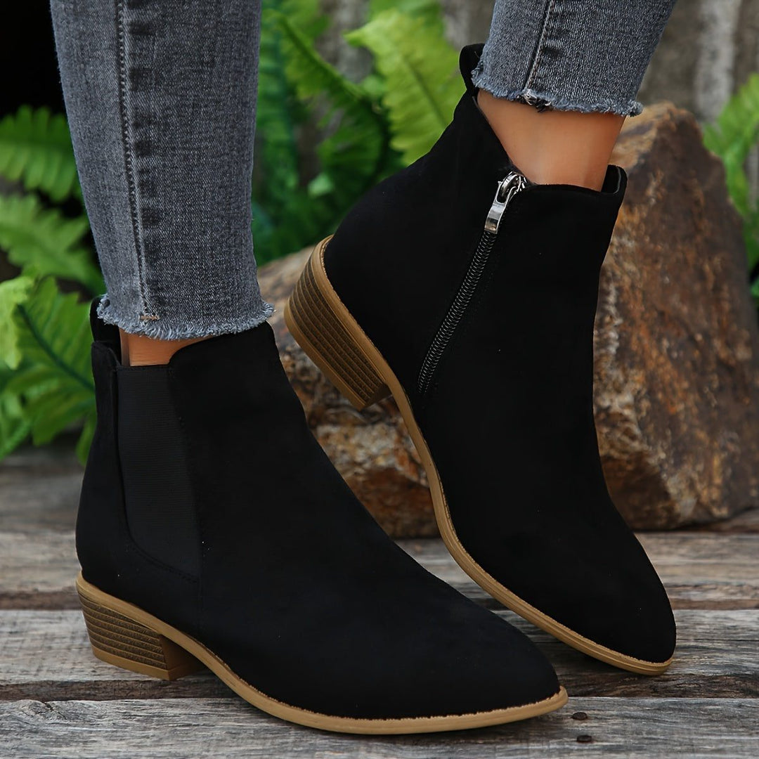 Women's Stylish Suede Block Heel Ankle Boots