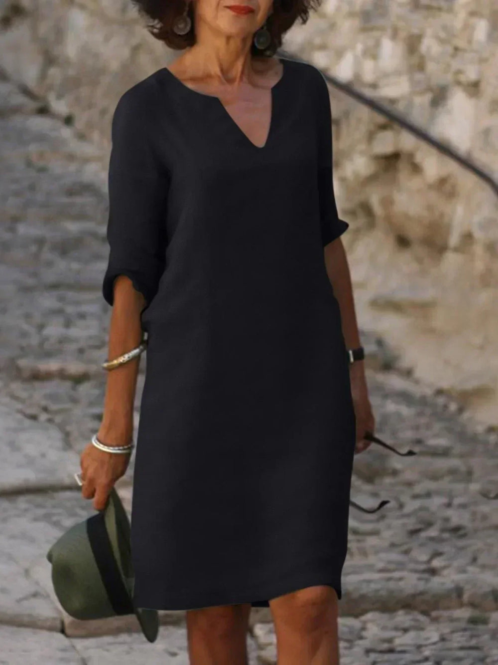Women's Classic V-Neck Shift Dress