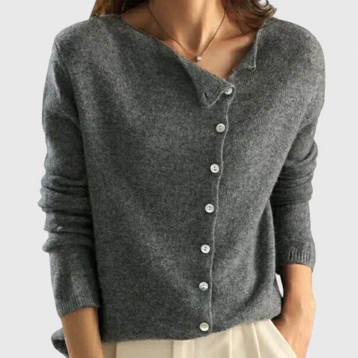 Women's Casual Knit Asymmetric Button Cardigan
