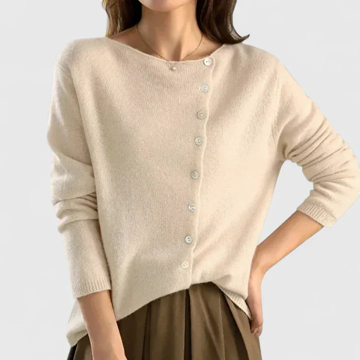 Women's Casual Knit Asymmetric Button Cardigan