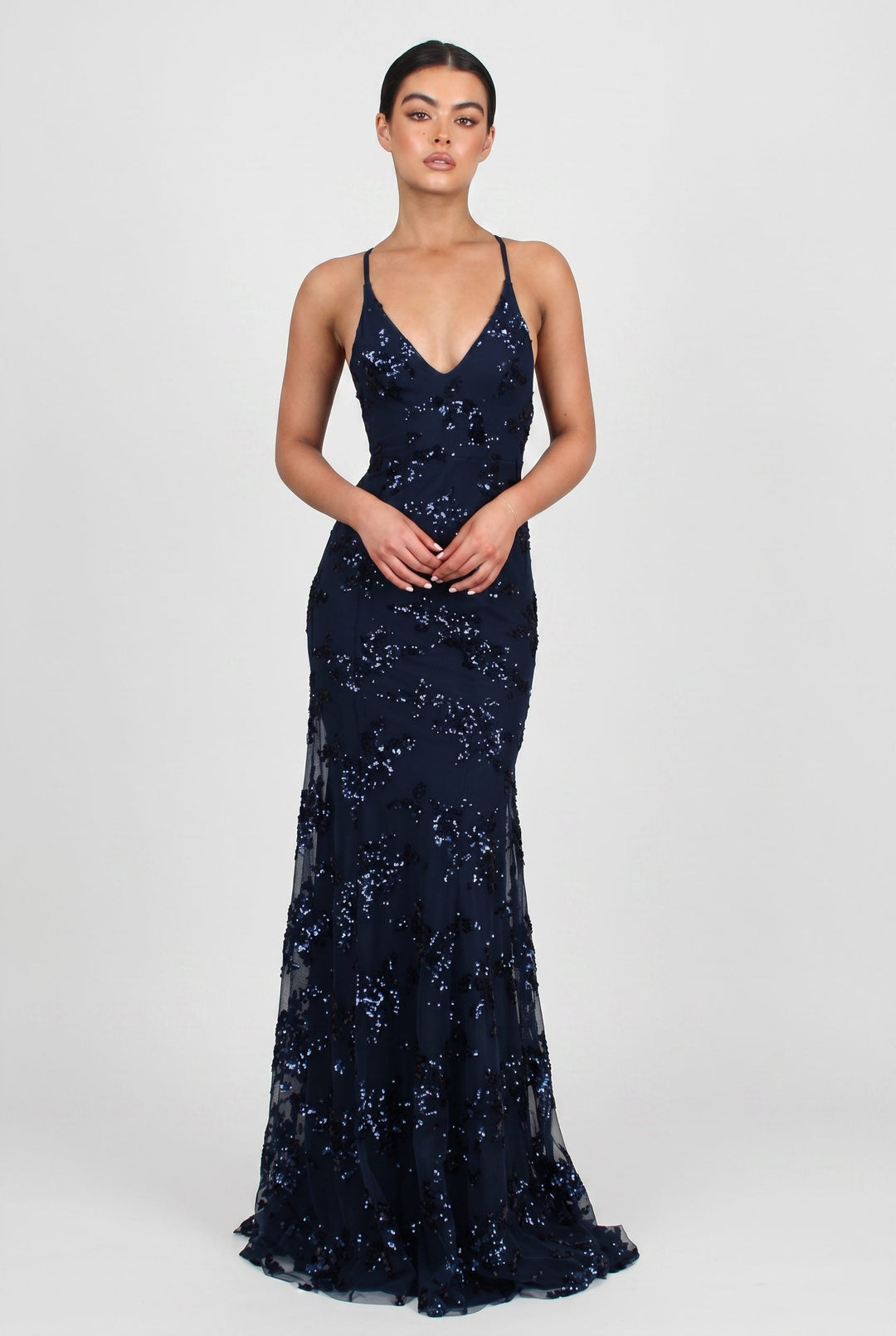 Women's Elegant Sequin Spaghetti Strap Maxi Dress